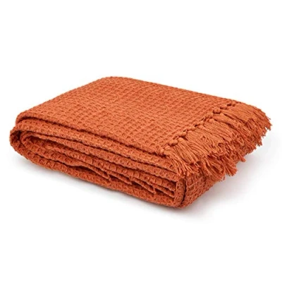 Image of Stylemybedroom 100% Cotton Woven Honeycomb Waffle Sofa/Bed Throw (Bronze, 127cm x 152cm (50&quot; 60&quot;))