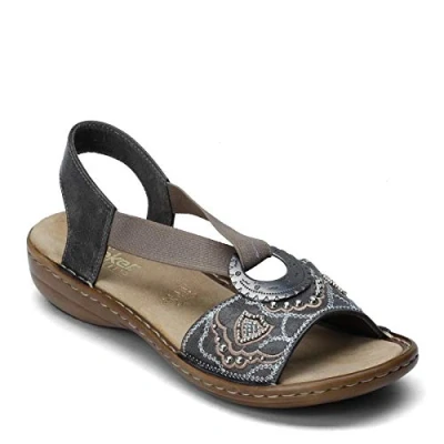 Image of Rieker Womens 608B9 45 Fashion Sandals Gray Grau (Smoke 45) Size: 4 (37 EU)