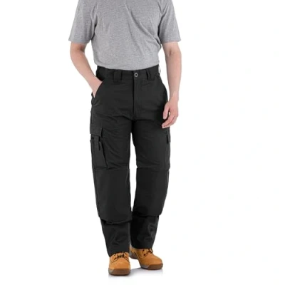 Image of WrightFits Men Falcon Work Trousers Black &amp; Navy Heavy Duty Safety Combat Cargo Pants Knee Pads Pockets Triple Stitched Durable Workwear (40W X 31L, Black)