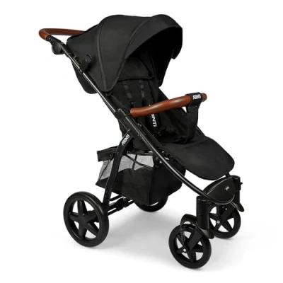 Image of ABENTI Pushchair Arezzo Pram Stroller Buggy Footmuff Rain Cover Baby Compact Black