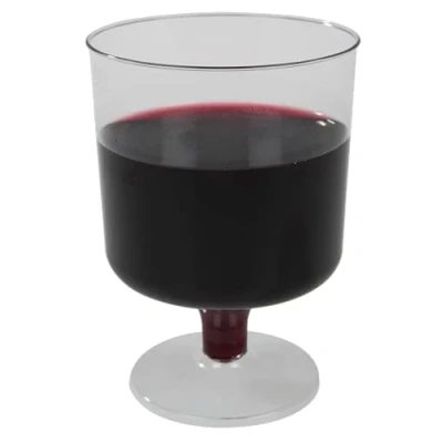 Image of Abena Gastro Plastic Wine Glasses Pack of 10 7oz Clear Flutes Cocktail Party Disposable