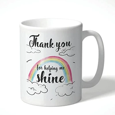 Image of Teachers Mug Gift Birthday for Him Her Joke Humour Teacher Thank You Helping Me Shine 110z cermanic KMUG05