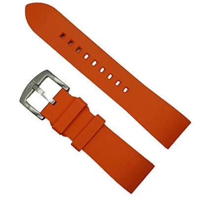 Image of Max FKM Rubber Quick Release Watch Strap 20mm, 22mm, 24mm Red, Navy Blue, Orange, Brown, Black, Green (20mm, Orange)