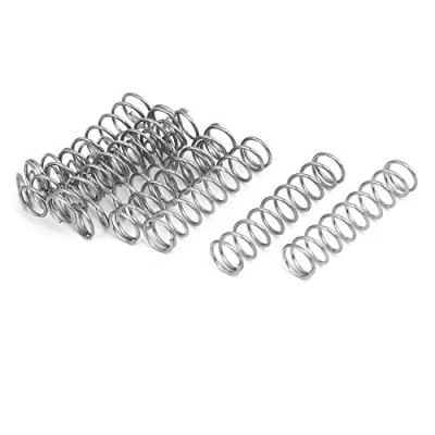 Image of sourcingmap Compression Spring,304 Stainless Steel,7mm OD,0.7mm Wire Size,30mm Free Length,Silver Tone,10Pcs