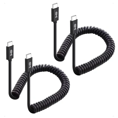 Image of Cable Matters 2 Pack Coiled USB C with 3A / 60W Fast Charging 0.3 1.2m, Support Apple CarPlay, Android Auto, to Charger Cable, for iPhone 16/15 Pro Max Plus, Galaxy S23, iPad