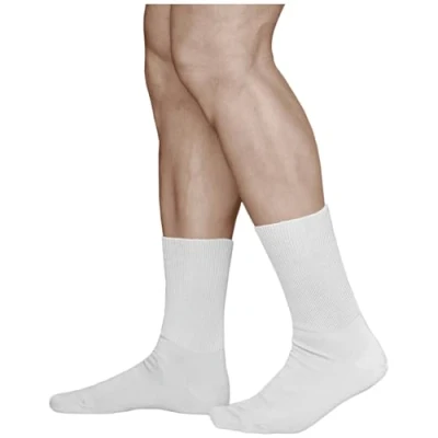 Image of vitsocks Men&#039;s Extra Wide Loose Fitting Diabetic Socks (3 PAIRS) Swollen Feet Ankles Legs, white, 6 7.5
