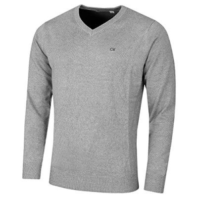 Image of Calvin Klein Mens V Neck Sweater Grey Marl XL