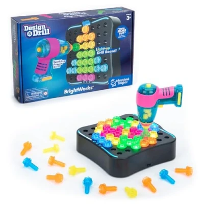 Image of Learning Resources Design &amp; Drill Brightworks STEM Toy Drill, 53 Piece, Age 3+