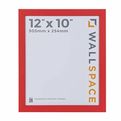 Image of Wall Space 12x10 Red Frame Modern Wooden Photo inches 10x12 Picture made from WOOD with REAL GLASS 12 x 10