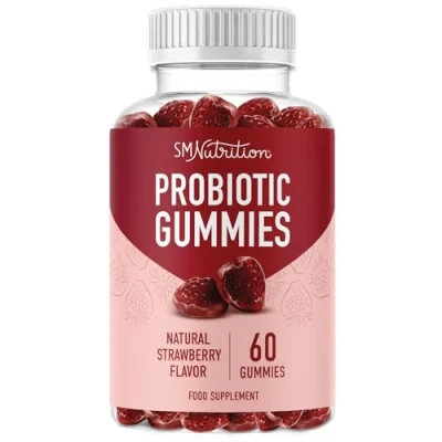 Image of Adult Probiotic Gummies 5 Billion CFU Gummy Probiotics for Digestive Health &amp; Immune Support* Hardy Bacillus Subtilis Strain Strawberry Flavor Gluten Free, Vegetarian 60