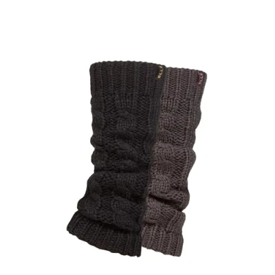Image of Elle Ladies Chunky Leg Warmers Winter Warm Cable Knit Patterned for Ballet, Dance or Casual Wear In One Size 2 Pairs Black Charcoal