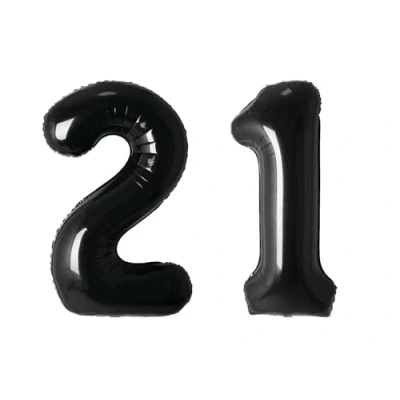Image of Black Number 21 Foil Balloon, 101cm