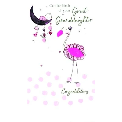 Image of Birth of Your Great Granddaughter Greeting Card Hand Finished Champagne Cards JGS631