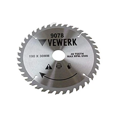Image of VEWERK TCT Circular Saw Blade 190mm x 30mm 40T fits Festool, Makita 9078