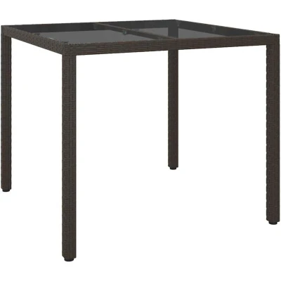 Image of Garden Dining Table Brown 90x90x75 cm Poly Rattan Vidaxl