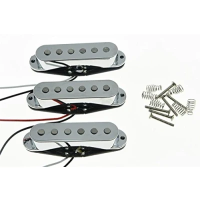 Image of KAISH Set of 3 Chrome Flat Pole Alnico 5 Single Coil Pickups High Output Sound Strat SSS Pickup