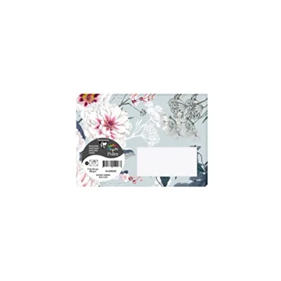 Image of Clairefontaine 55033C Pack of 20 Gummed Printed Envelopes C6 Format 11.4x16.2cm 120g Color Light Blue Botanic Garden Theme Invitation for Events and Correspondence Pollen Range