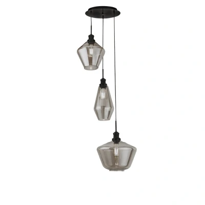 Image of Mia 3 Light Cluster Drop Ceiling Pendant Smoked Glass