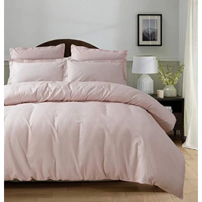 Image of Householdfurnishing 3 Pcs Duvet Quilt Cover Bedding Set 100% Cotton with Pillow Cases (Blush Pink, Super King)