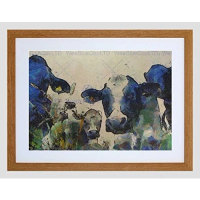 Image of Wee Blue Coo Nature Cow Cattle Farm Animal Framed Wall Art Print