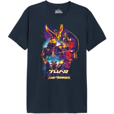 Image of Marvel Men&#039;s Metlatmts015 T Shirt, Navy Blue, XL