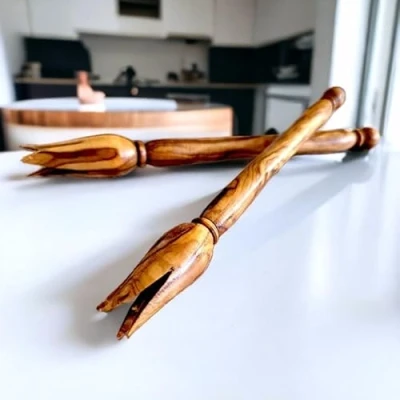 Image of Handcrafted Olive Wood Picker, Harvest Tool
