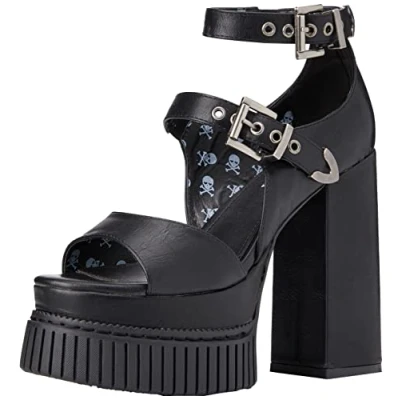 Image of LAMODA Solitude Creeper Platform Heels in Black, UK 5