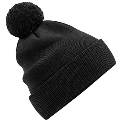 Image of Beechfield Organic Cotton Snowstar Beanie Stylish Ribbed Cuff Black