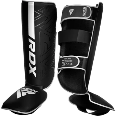 Image of RDX Shin Guards for Kickboxing, Muay Thai, MMA and Training Pads, Maya Hide Leather KARA Instep Foam Protection, Leg Foot Protector Martial Arts, Sparring, BJJ Boxing Gear
