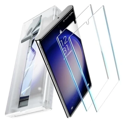 Image of UniqueMe 2 Pack for Samsung Galaxy S23 Ultra/S22 Ultra Screen Protector, HD Clear PET 3D Curved Full Coverage Protectors, [3 Second Installation] [Not Bubbles] [Fingerprint Support] Glass]