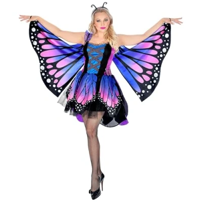 Image of Widmann 07594 Costume Butterfly, Blue/Pink, XL