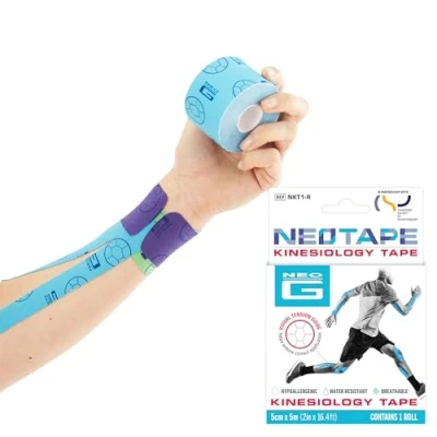 Image of Neo G Kinesiology Tape Breathable Elastic Therapeutic Sports for Pain Relief, Knee, Shoulder, Ankle, Epicondylitis, Injury Recovery Water Resistant Class 1 Medical Grade Unisex Blue