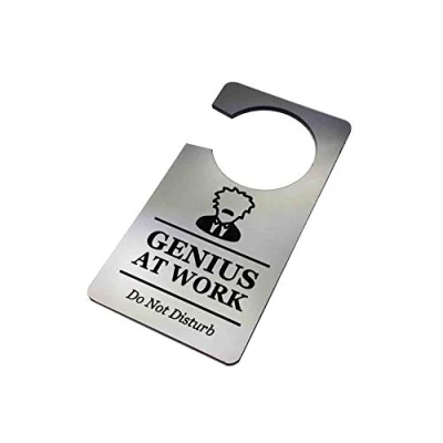 Image of Genius At Work, Do Not Disturb Generic Silver, Room, Door Hanger Sign, Ideal for a novelty gift