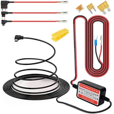 Image of Gebildet Dash Cam Hardwire Kit Mini USB 10ft 12V 24V to 5V, Low Voltage Protection ACN/ACS/ACU Add a Circuit fuse Holders (Right Angle and kit)