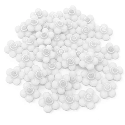 Image of Wedding Touches 40x White 13mm Soft Feel Flower Flatbacks Craft Cardmaking Embellishments
