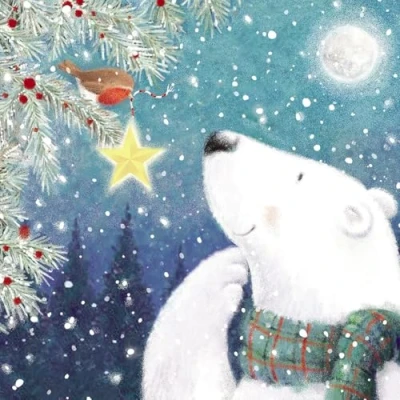 Image of GBCC Charity Christmas Cards Pack of 6 with Polar Bear and Robin Design Eco Friendly Xmas Multipack Envelopes