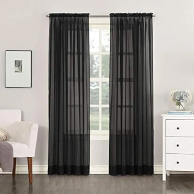 Image of Megachest a pair of slot top voile curtains (Mink, 56&quot; wideX90 drop 2 Panels)