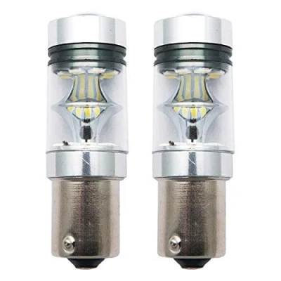 Image of MASO 1156 Car Brake Lights, 100W BA15S 382 P21W XBD White LED Stop Reverse Parking Light Canbus Bulb Pack of 2