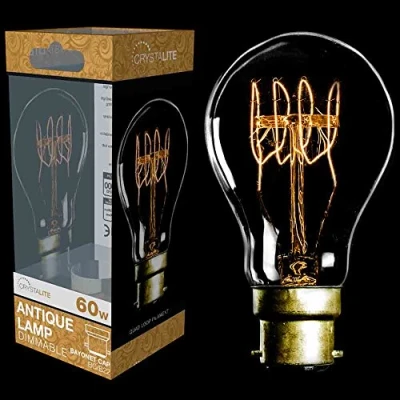 Image of Crystalite Bulbs [Pack of 12] Type:GLS (Warm White 2700k) 60w / Dimmable/Cap: B22 Antique Finish 2000 Hours/Multipack [C60AGQLFBC1PKB12]