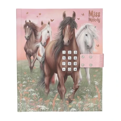 Image of Depesche Miss Melody 12418 Diary with Number Code and Sound, Book Horse Motifs 80 Lined, Colourfully Illustrated Pages