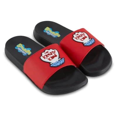 Image of Mens Spongebob Squarepants Slide Sandals Shoes Spongebob, Patrick, Squidward, Sandy, Mr. Krabs Slides, Black/Red, 8 9