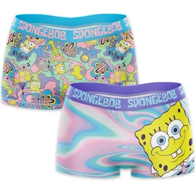 Image of Spongebob SquarePants Boys&#039; Sports Bra Short Underwear Set in Sizes S, M, L and XL Panties, 2 Pack Boyshort, (Pack of 2)