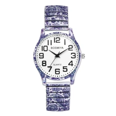 Image of JewelryWe Unisex Stainless Steel Watches: Fashion Blue Bohemian Style Analog Quartz Arabic Numerals Stretch Band Watch Women Men Valentine&#039;s Day Mother&#039;s Christmas Jewelry