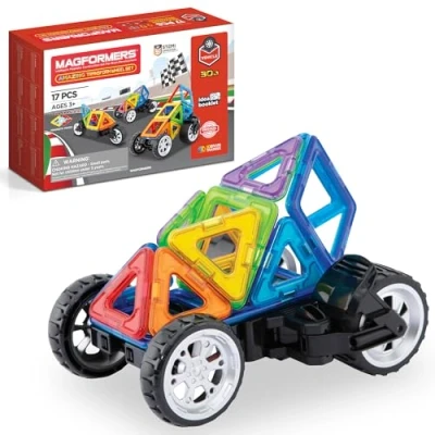 Image of Magformers Amazing Transform wheel Magnetic Building Blocks Toy. Makes Cars And Bikes. WIth Special Adjustable Multi Piece.