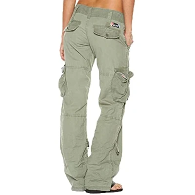 Image of Suncolour Womens Cargo Combat Trousers Ladies Cotton Training Military Casual Trouser Bottoms with Multi Pockets
