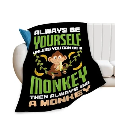 Image of Fuzawet Monkey Blanket Super Soft Cozy Banana Fleece Throw Blankets Lightweight Animal Plush Bedding Stuff Gifts for Men Women Kids Girls Boys Bed Decor 40&#039;&#039;X50&#039;&#039;