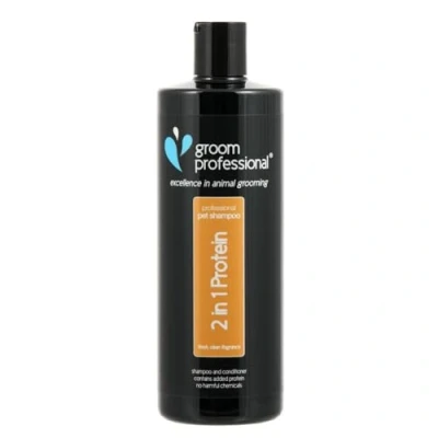Image of GROOM PROFESSIONAL 2 in 1 Protein Dog Shampoo and Conditioner for Itchy Skin Strengthening Dogs Adds Condition &amp; Strength to Coat Contains Added Protein, 450ml
