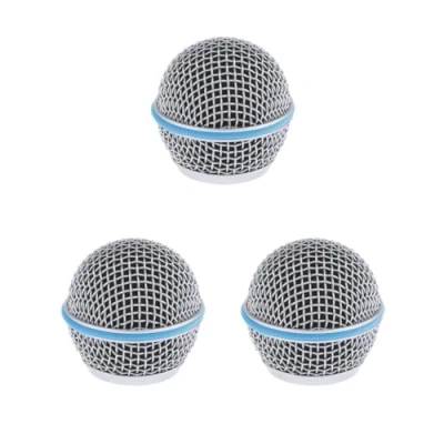 Image of 3 set Replacement Blue Steel Mesh Microphone Grill Head Parts Accessory BETA 58A, Silver