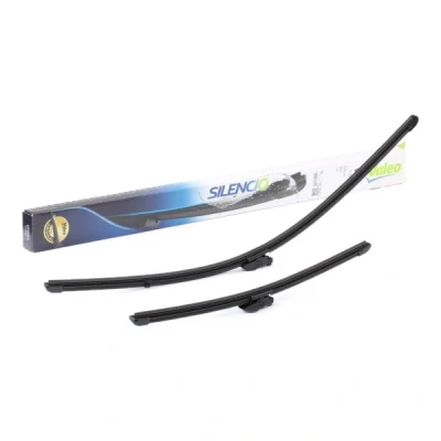 Image of 8521278010, 8522278011 wiper blade VALEO SILENCIO Flat SET 577934 650, 400mm Front with spoiler for left hand drive vehicles