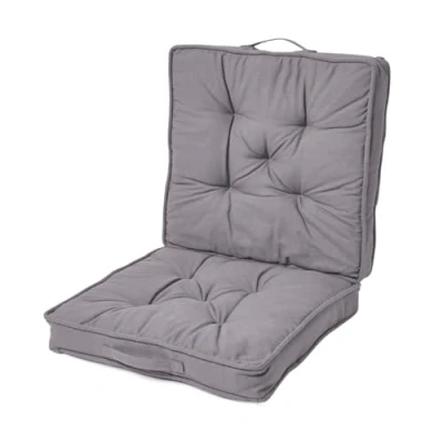 Image of HOMESCAPES Grey Travel Booster Cushion Large Firm 50cm Square Seat Pad and Backrest Luxury Thick Soft Charcoal Cotton Supportive Car For The Elderly, Post Operative Lumbar Support